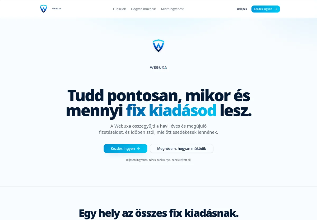Webuxa weboldalának képernyőképe